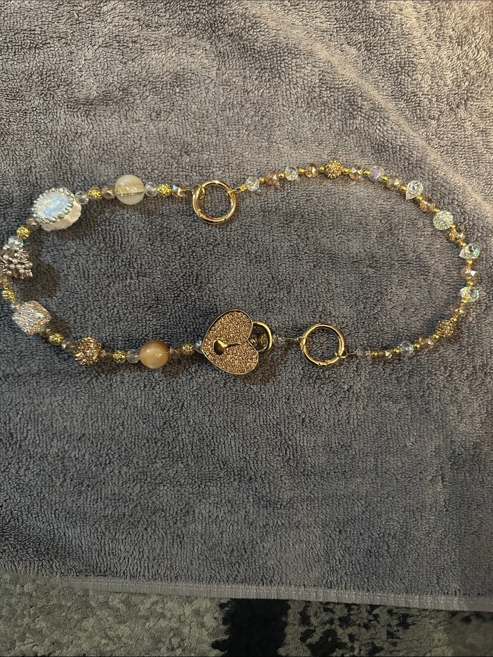 Gold Heart Lock Beaded bag accessory- Elegant Women's